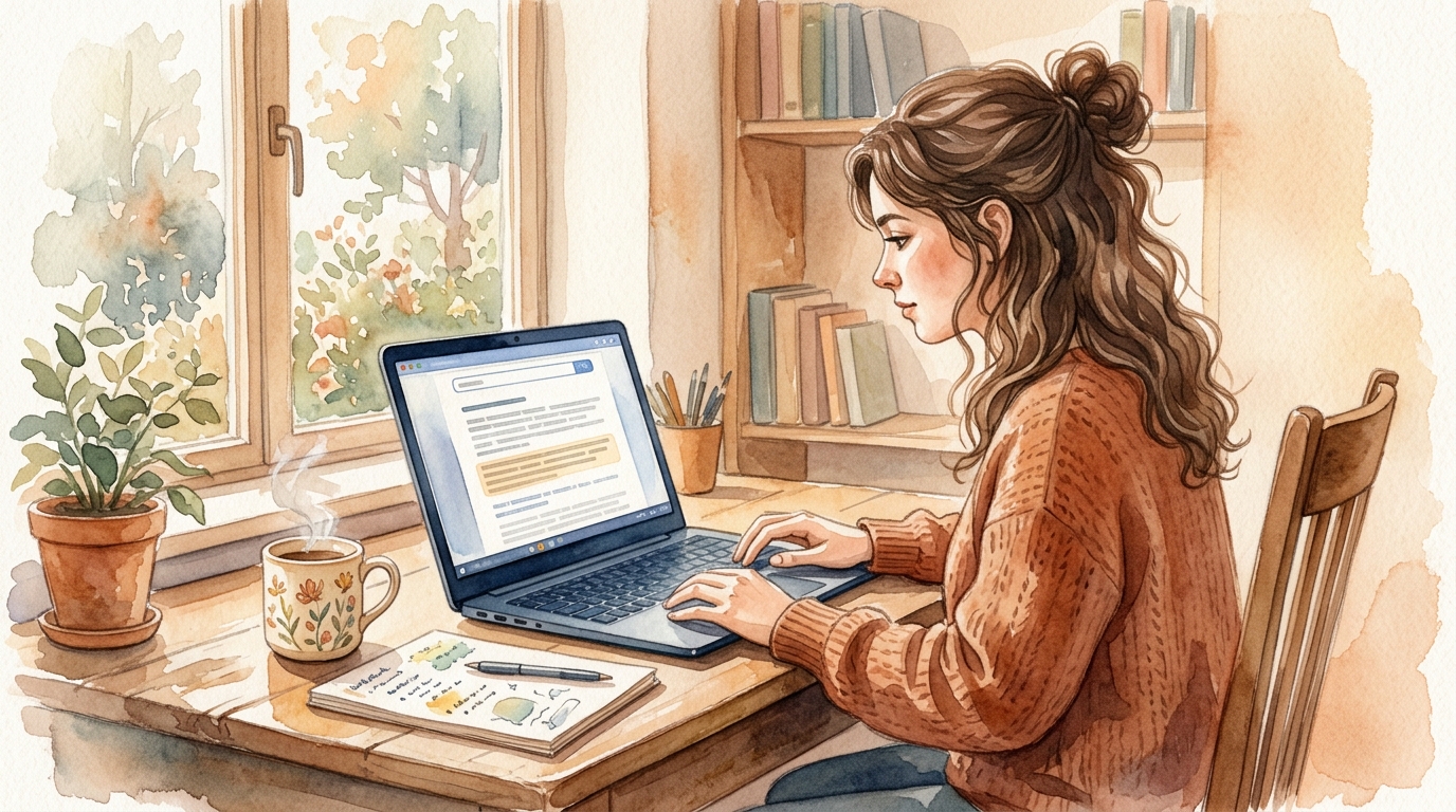 Team member searching a webinar transcript on a laptop